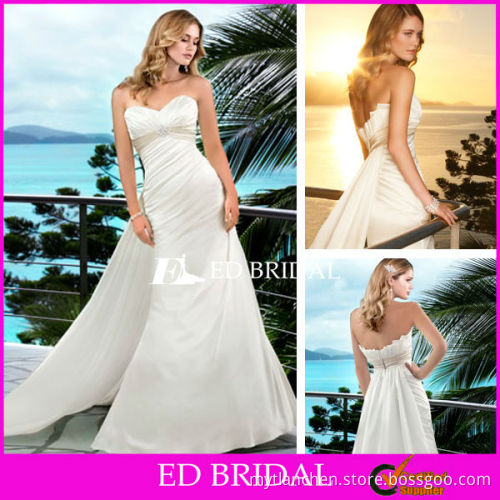 Sheath Sweetheart Watteau Bridal Gowns Wedding Dress Removable Train with Beadings